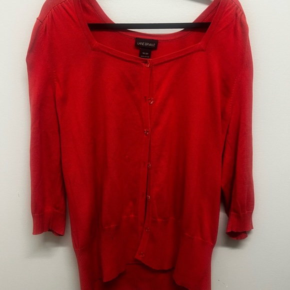 Lane Bryant Vibrant Red Button-Up Cardigan - Picture 2 of 5